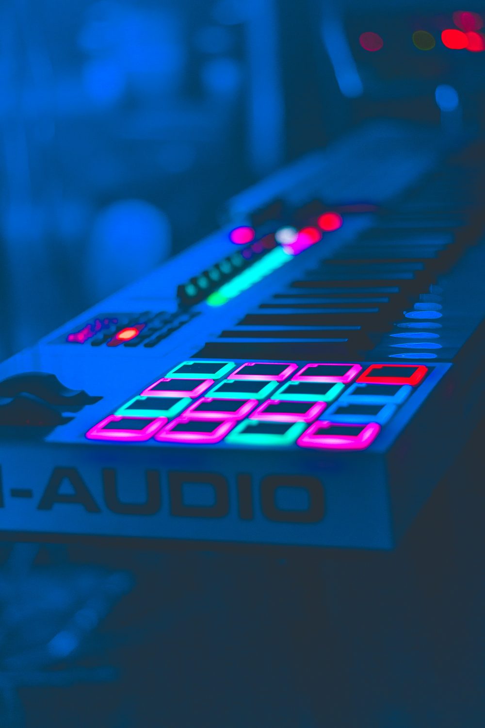 MIDI pad controller lit up during production